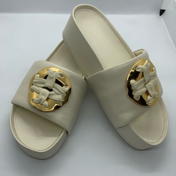 Tory Burch Double-T Slides - Picture 1 of 14